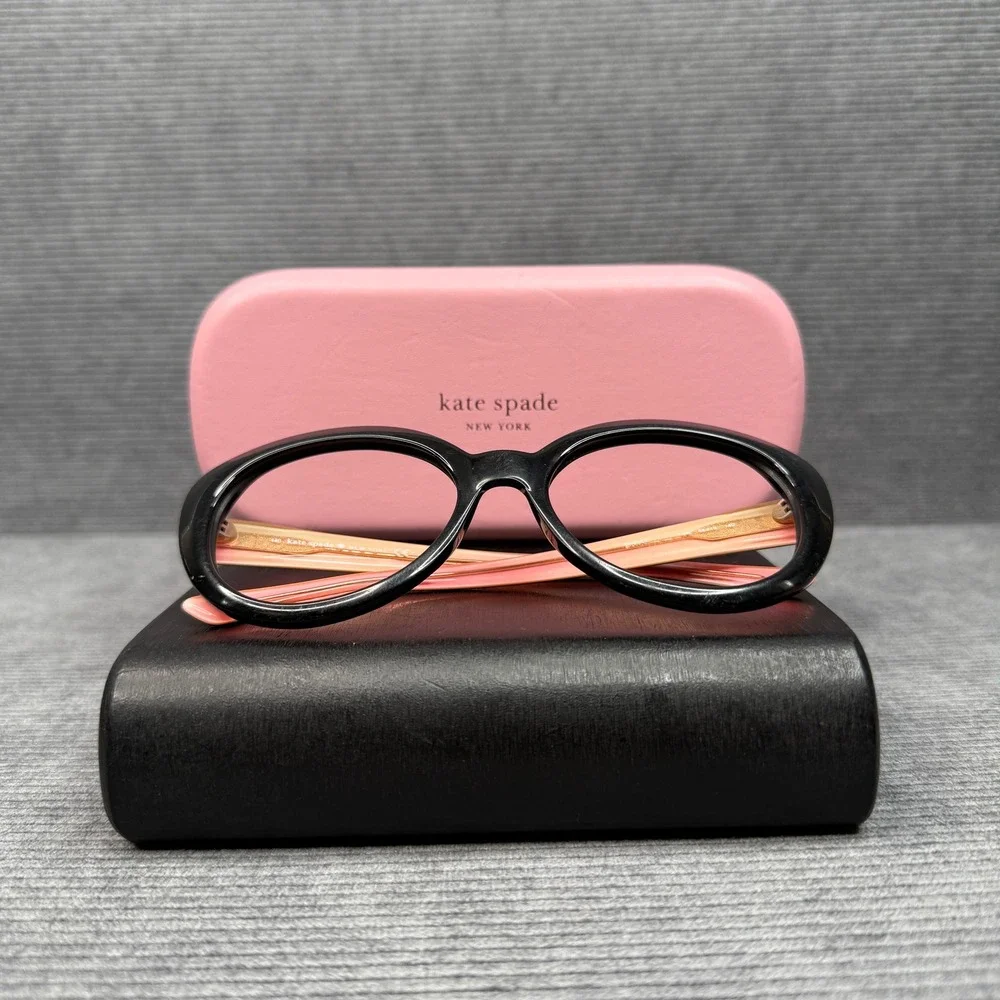 Kate Spade New York Cherie Black Pink Round Cat Eye Y2K Eyeglasses 56-19-140Case